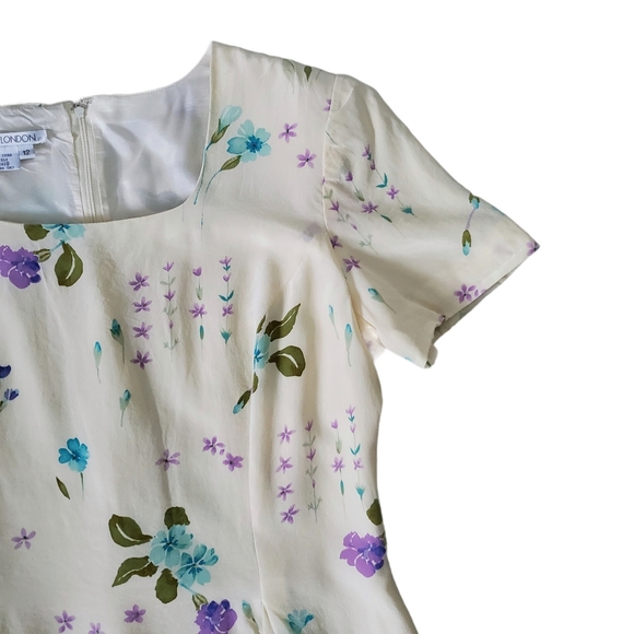 VINTAGE Silk Floral Tea Dress Size 12 - Picture 4 of 12